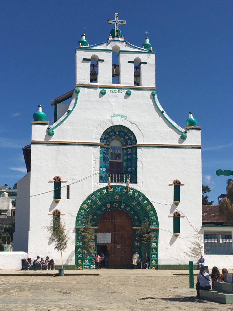 white church green trim in mexico